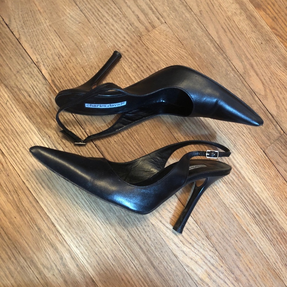 Charles David Leather Slingback Pointy Toe Pump